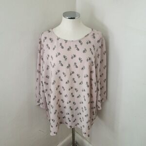 Paraphrase Womens 3X Pink Bicycle Print Blouse 3/4 Sleeve Scoop Neck